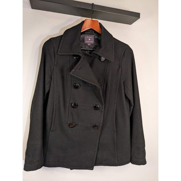 Forever Twenty One Pea Coat Black Pea Coat Size M - Picture 1 of 5